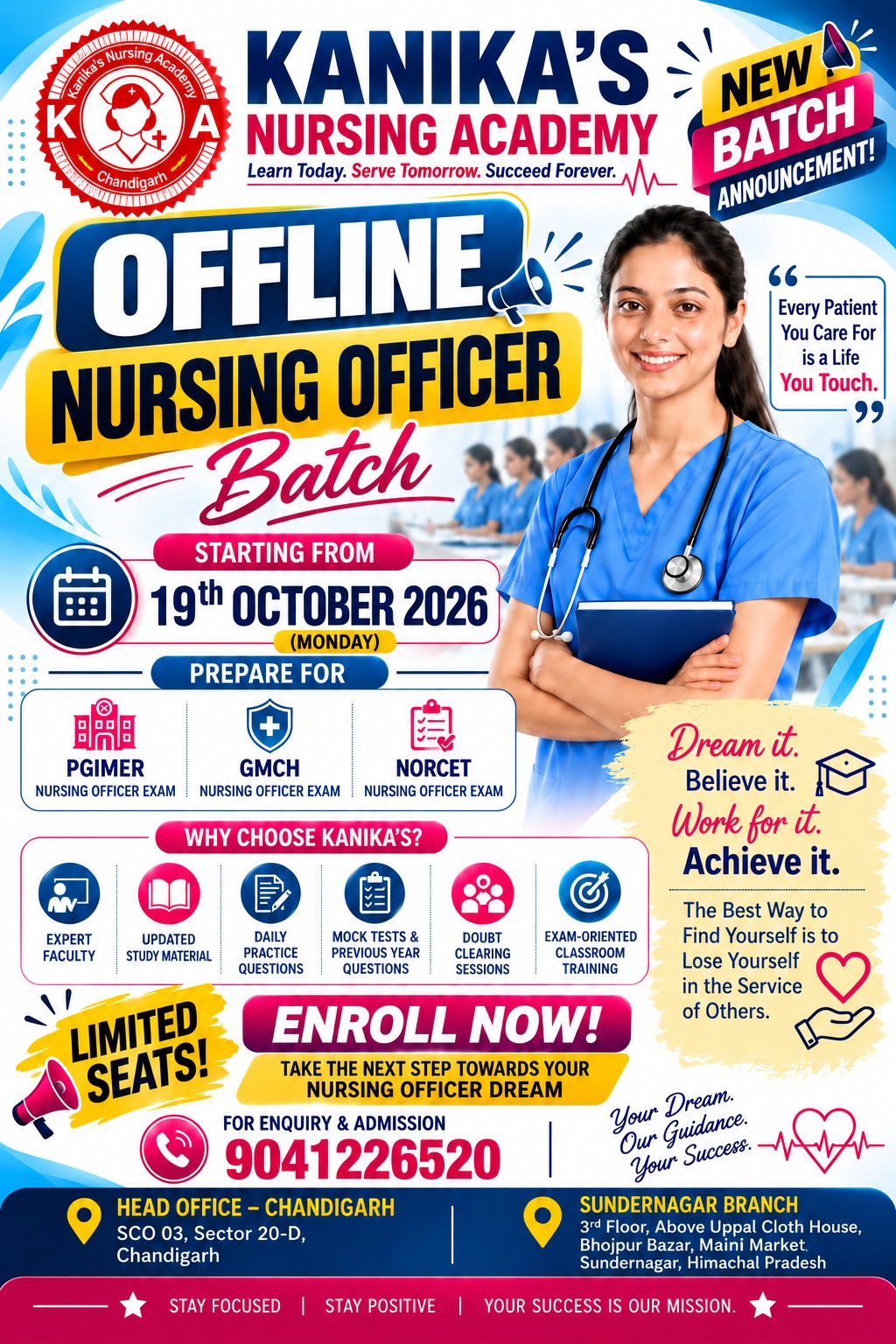 Offline Nursing Officer Batch – 19 October 2026 announcement