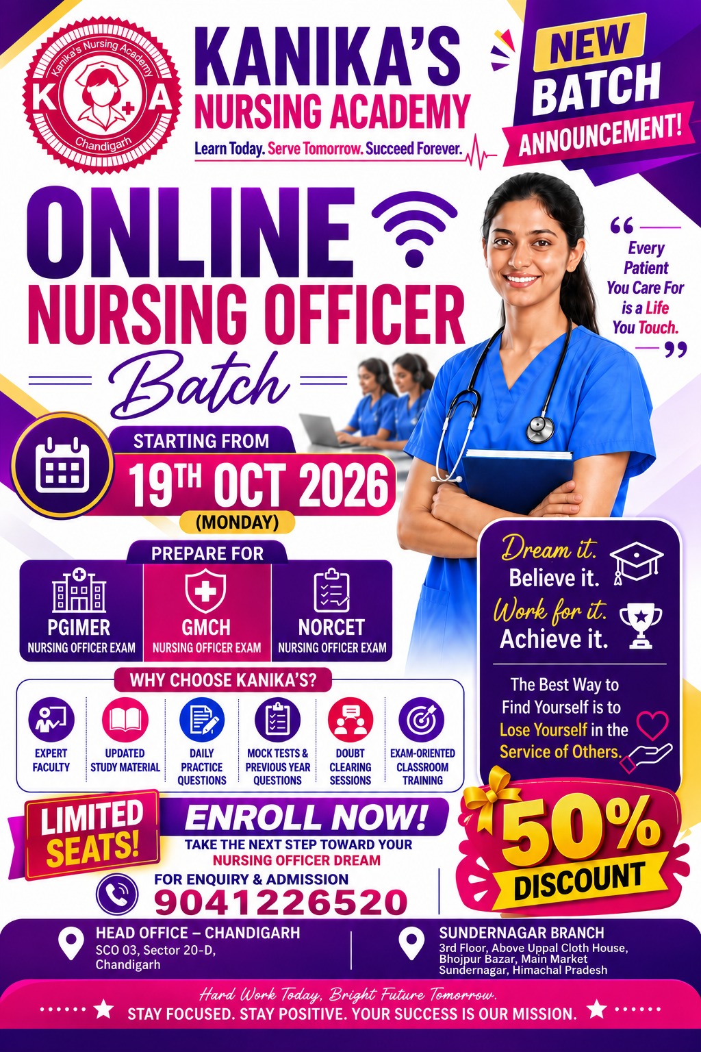 Online Nursing Officer Batch – 19 October 2026 announcement