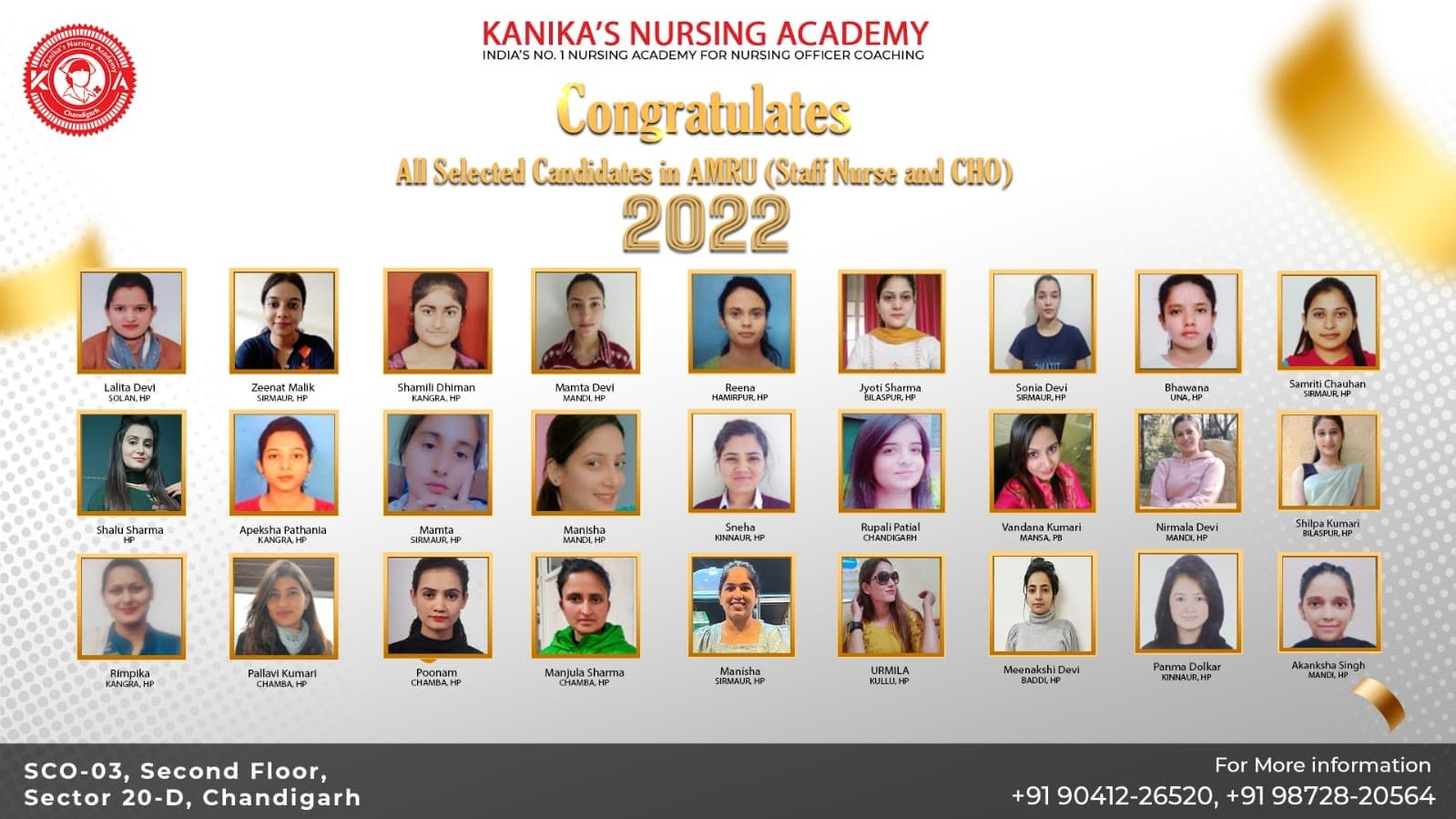 AMRU Staff Nurse & CHO selections 2022 — Academy student selection board