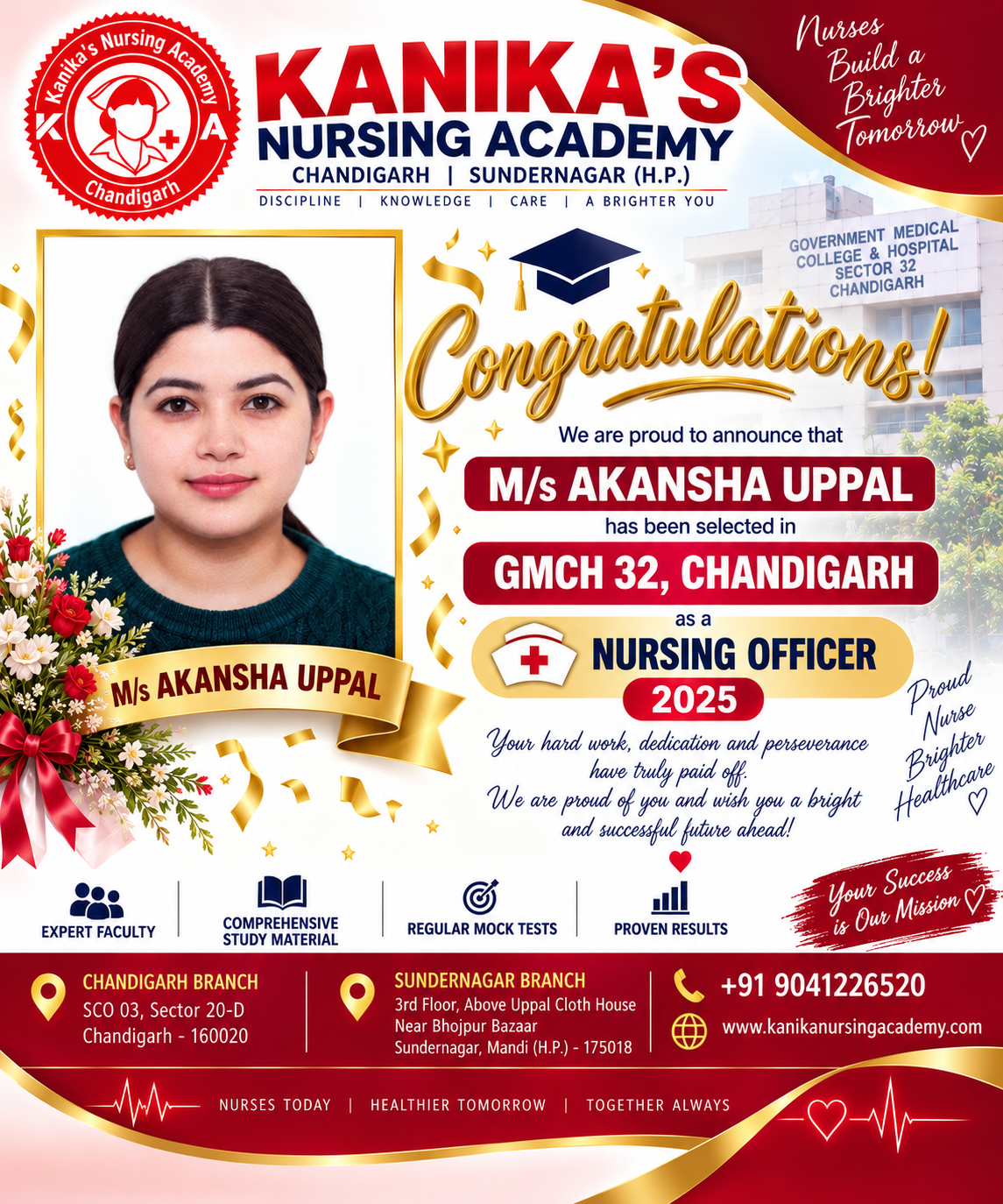 Akansha Uppal — GMCH 32 Chandigarh — Nursing Officer 2025