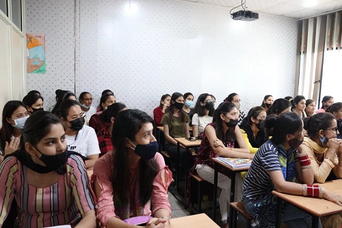 Students attending a classroom session at Kanika's Nursing Academy
