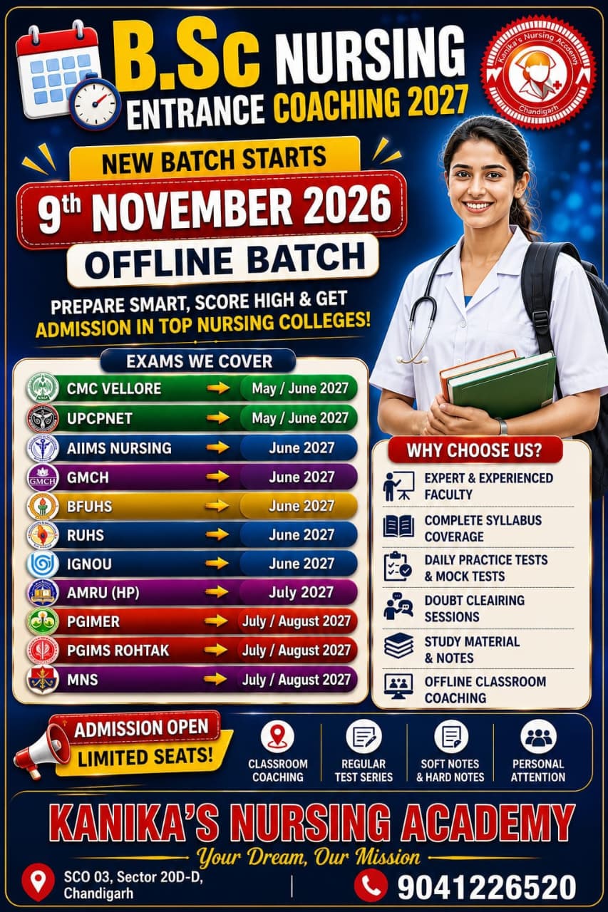 B.Sc. Nursing Entrance Coaching 2027 announcement