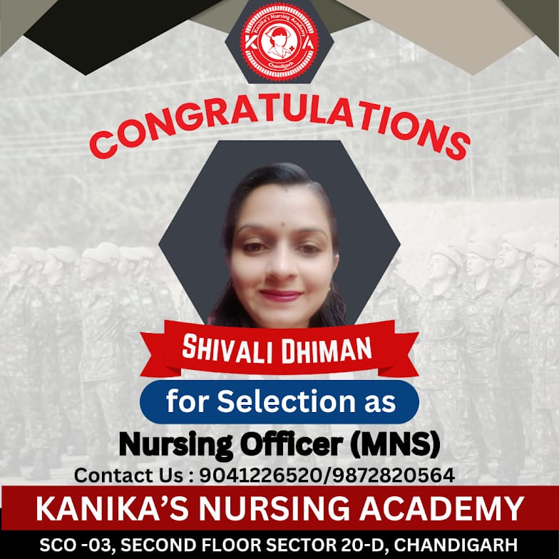 Shivali Dhiman — Selected as Nursing Officer (MNS)