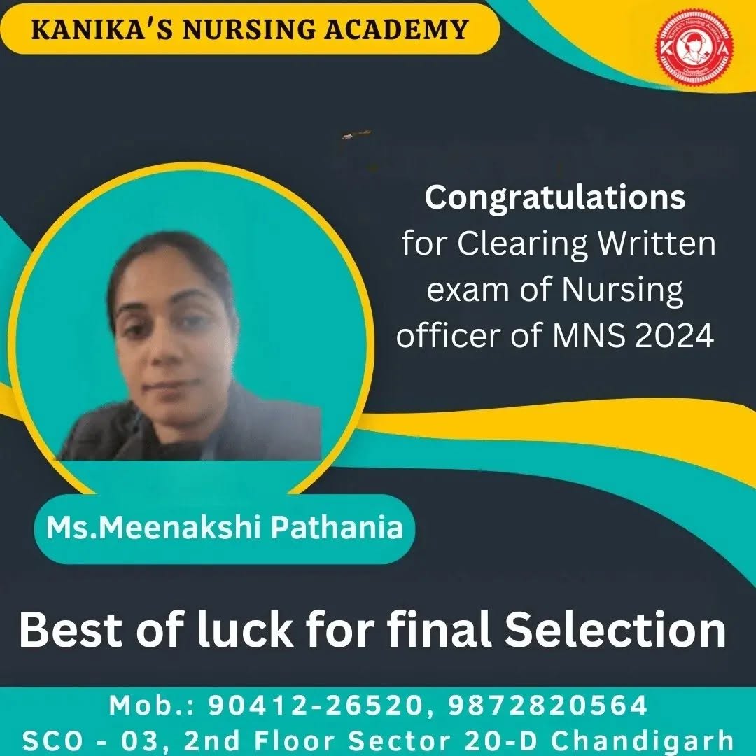 Meenakshi Pathania — MNS Nursing Officer written exam 2024