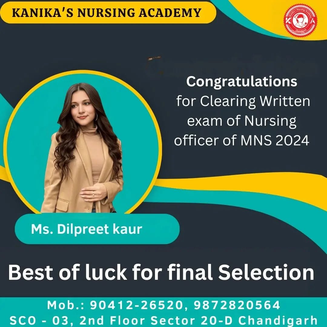 Dilpreet Kaur — MNS Nursing Officer written exam 2024
