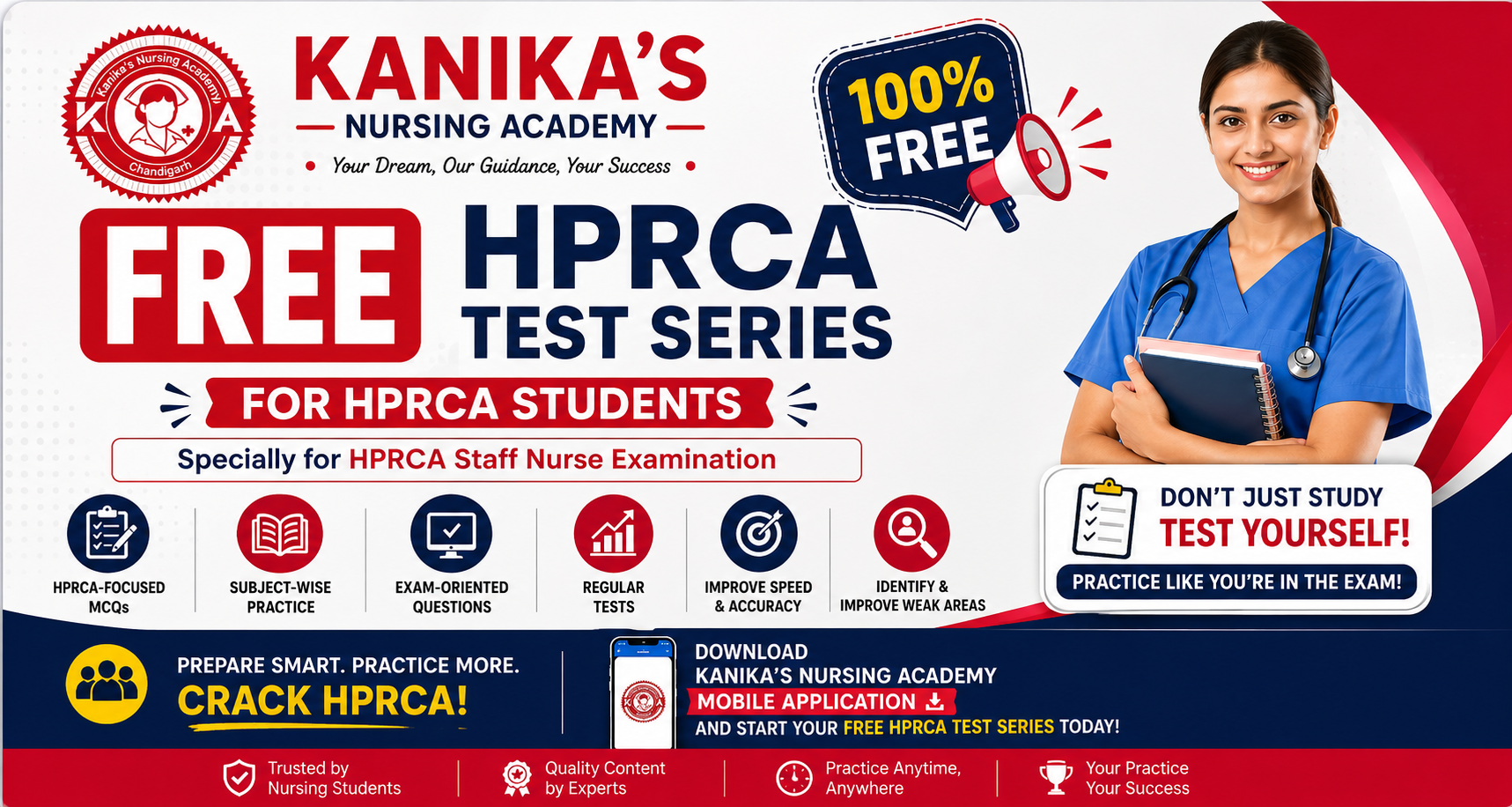 FREE HPRCA NURSING TEST SERIES recruitment banner