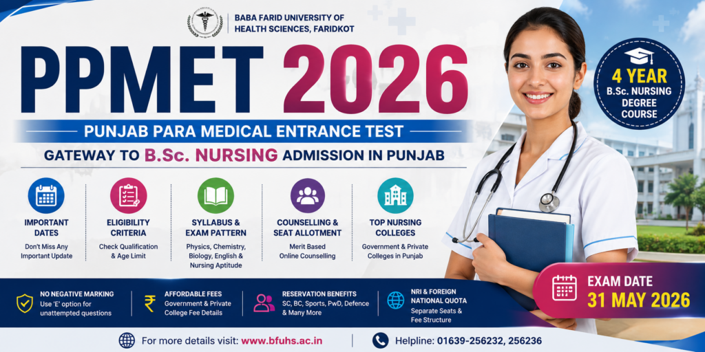 BFUHS PPMET 2026: Complete Guide to B.Sc. Nursing Admission in Punjab recruitment banner