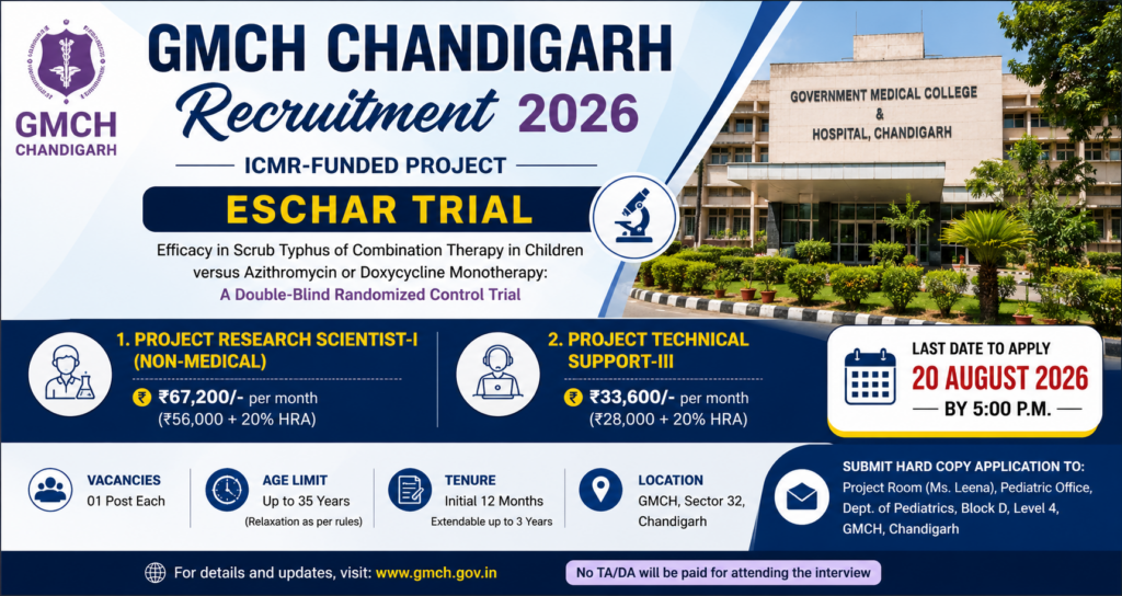 GMCH Chandigarh Announces Recruitment for ICMR-Funded ESCHAR Trial recruitment banner