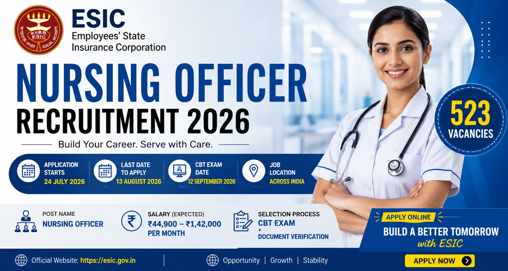 ESIC Nursing Officer Recruitment 2026 – Exam Preparation recruitment banner