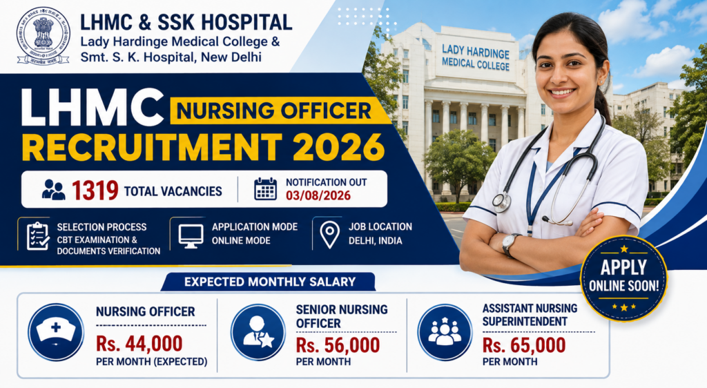 LHMC Nursing Officer Recruitment 2026 Notification Out for 1319 Vacancies, recruitment banner