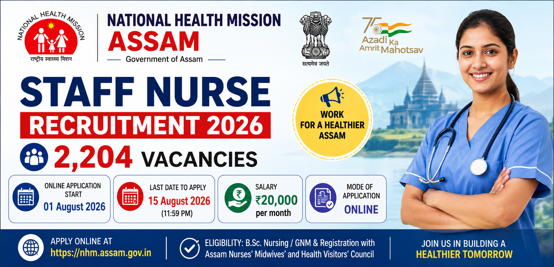 NHM Assam Staff Nurse Recruitment 2026 – 2,204 Vacancies recruitment banner