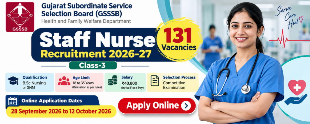 GSSSB Staff Nurse Recruitment 2026-27