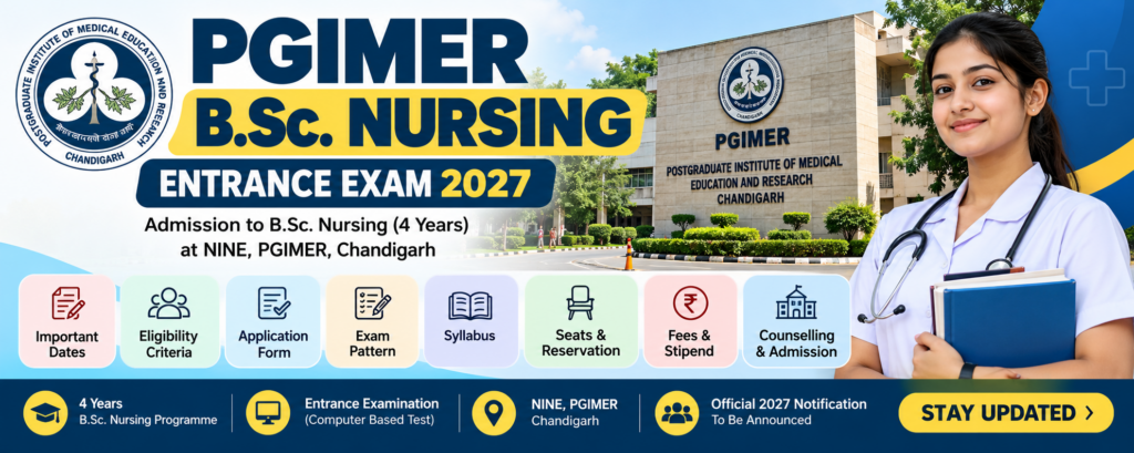 PGIMER B.Sc. Nursing Entrance Exam 2027 recruitment banner