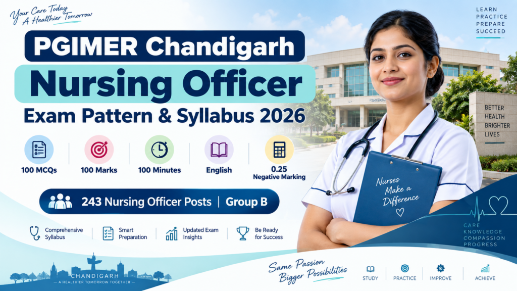 PGIMER Chandigarh Nursing Officer 2026 — Exam Pattern & Syllabus recruitment banner