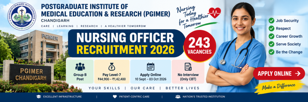 PGIMER Chandigarh Nursing Officer Recruitment 2026 recruitment banner