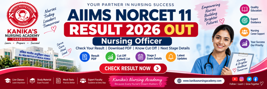 AIIMS NORCET Nursing Officer Result 2026: Details of Result, Cut-Off, and Phase-II recruitment banner