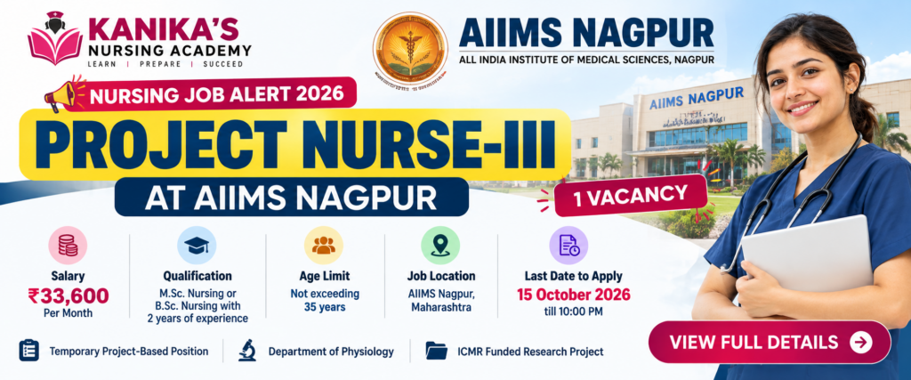 AIIMS Nagpur Recruitment 2026: Project Nurse-III Vacancy, Salary ₹33,600 Per Month recruitment banner