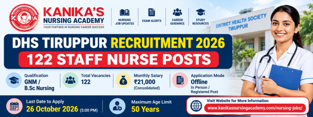 DHS Tiruppur Recruitment 2026: Apply Offline for 122 Staff Nurse Posts