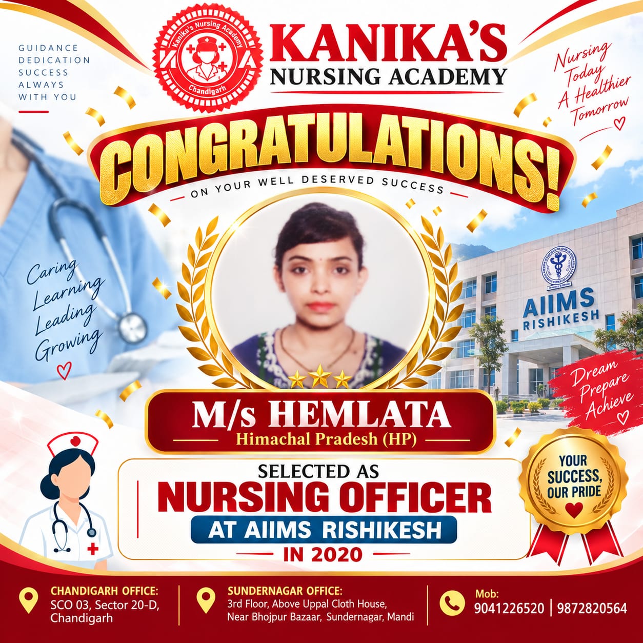 Hemlata — AIIMS Rishikesh — Nursing Officer selection 2020