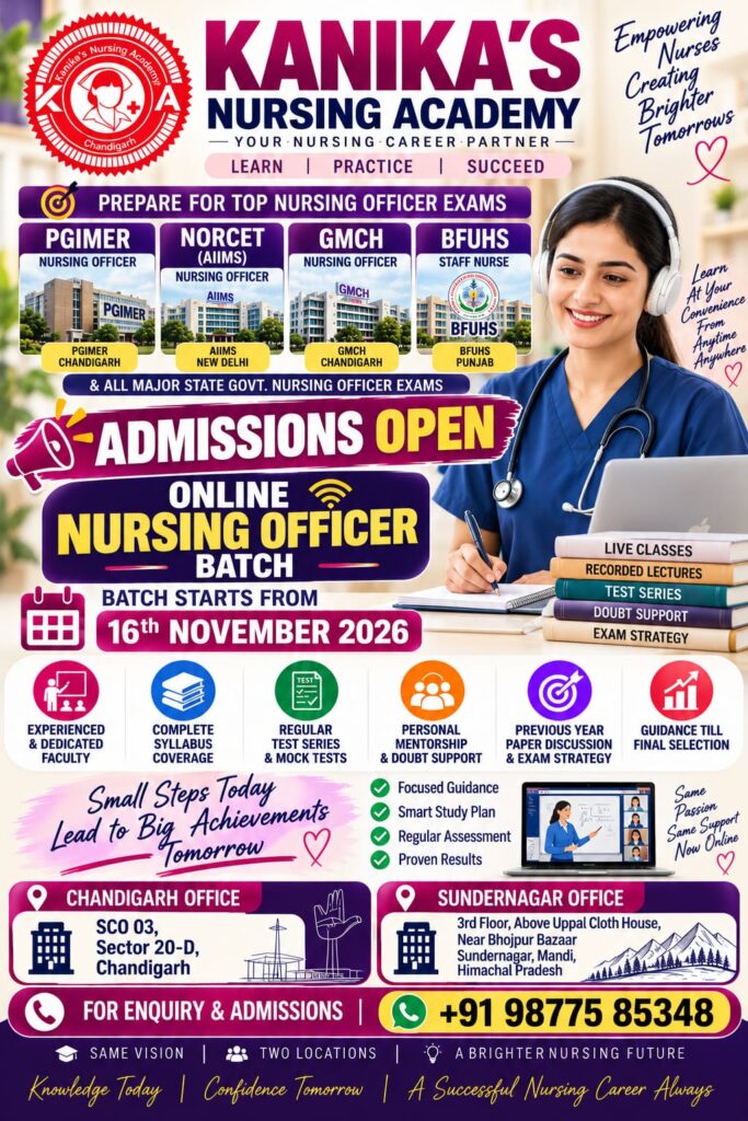 Online Nursing Officer Batch: 16 November 2026 announcement